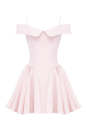 Vestido Curto Bailarina Off Shoulder Rosa Modelo Palermo