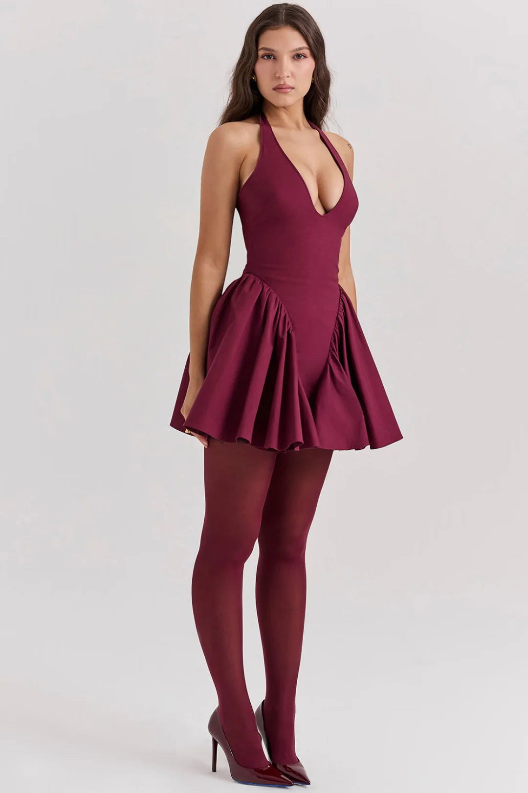 Vestido Curto Modelador Com Alça Vinho Modelo Carmogli