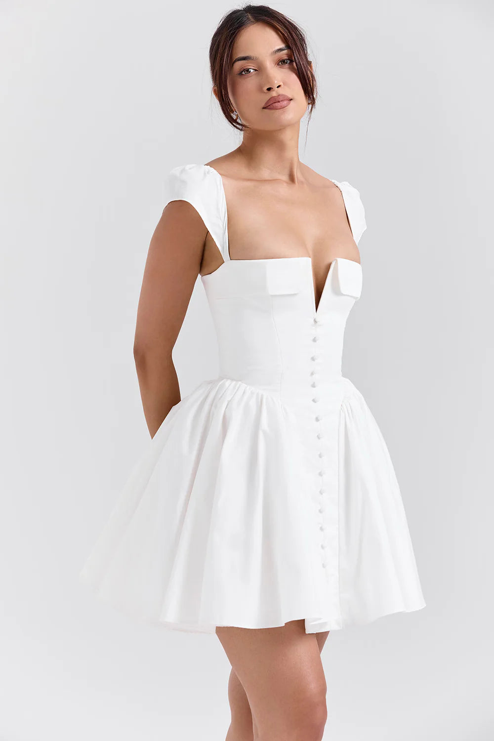 Vestido Curto de Algodão Branco Modelo Riomaggiore