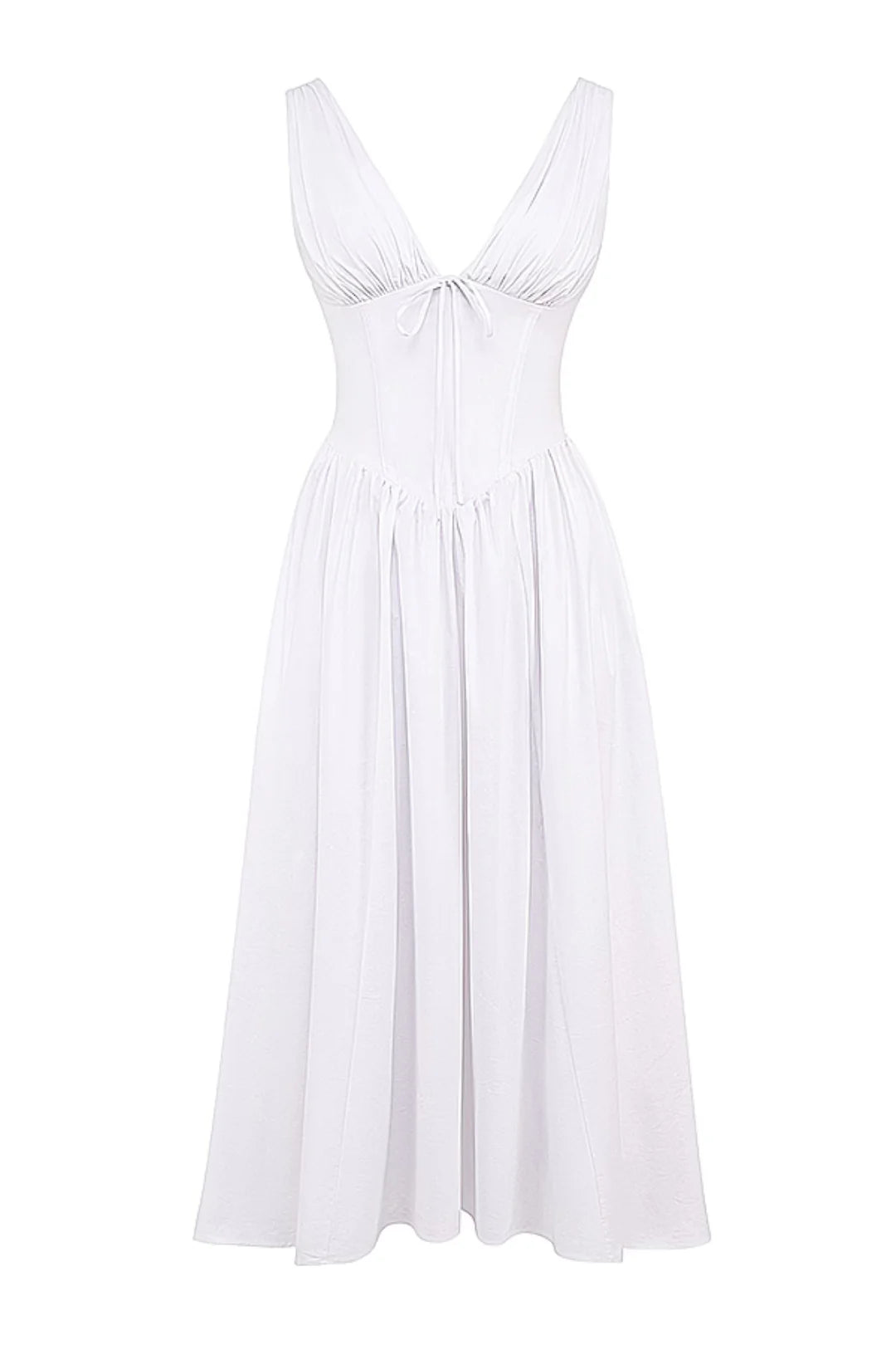 Vestido Midi Liso Branco Modelador Nobre Modelo Montesilvano