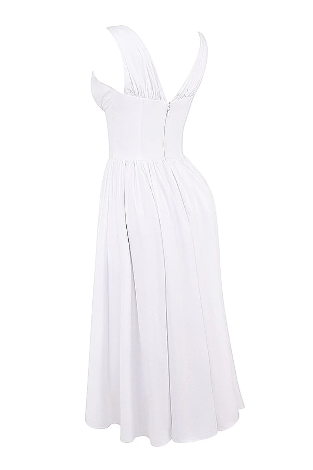 Vestido Midi Liso Branco Modelador Nobre Modelo Montesilvano