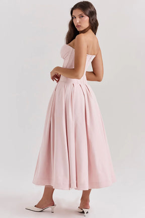 Vestido Midi Rosa Modelador Sem Alça Modelo Nocera