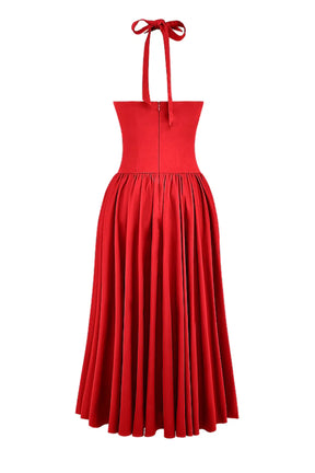 Vestido Midi Vermelho Modelador Modelo Lamezia