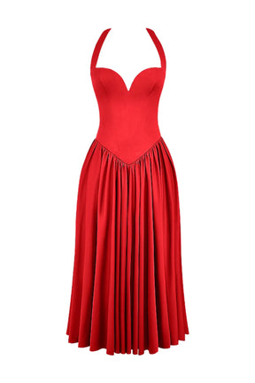 Vestido Midi Vermelho Modelador Modelo Lamezia