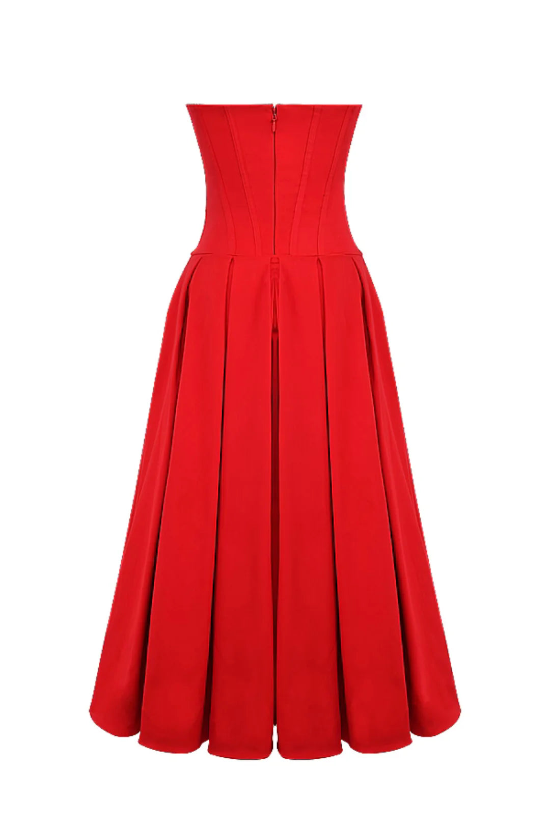 Vestido Midi Vermelho Sem Alça Modelo Cinisello