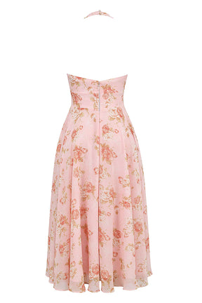 Vestido Midi Floral Rosa Corsico