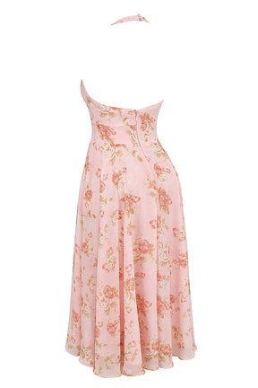 Vestido Midi Floral Rosa Corsico