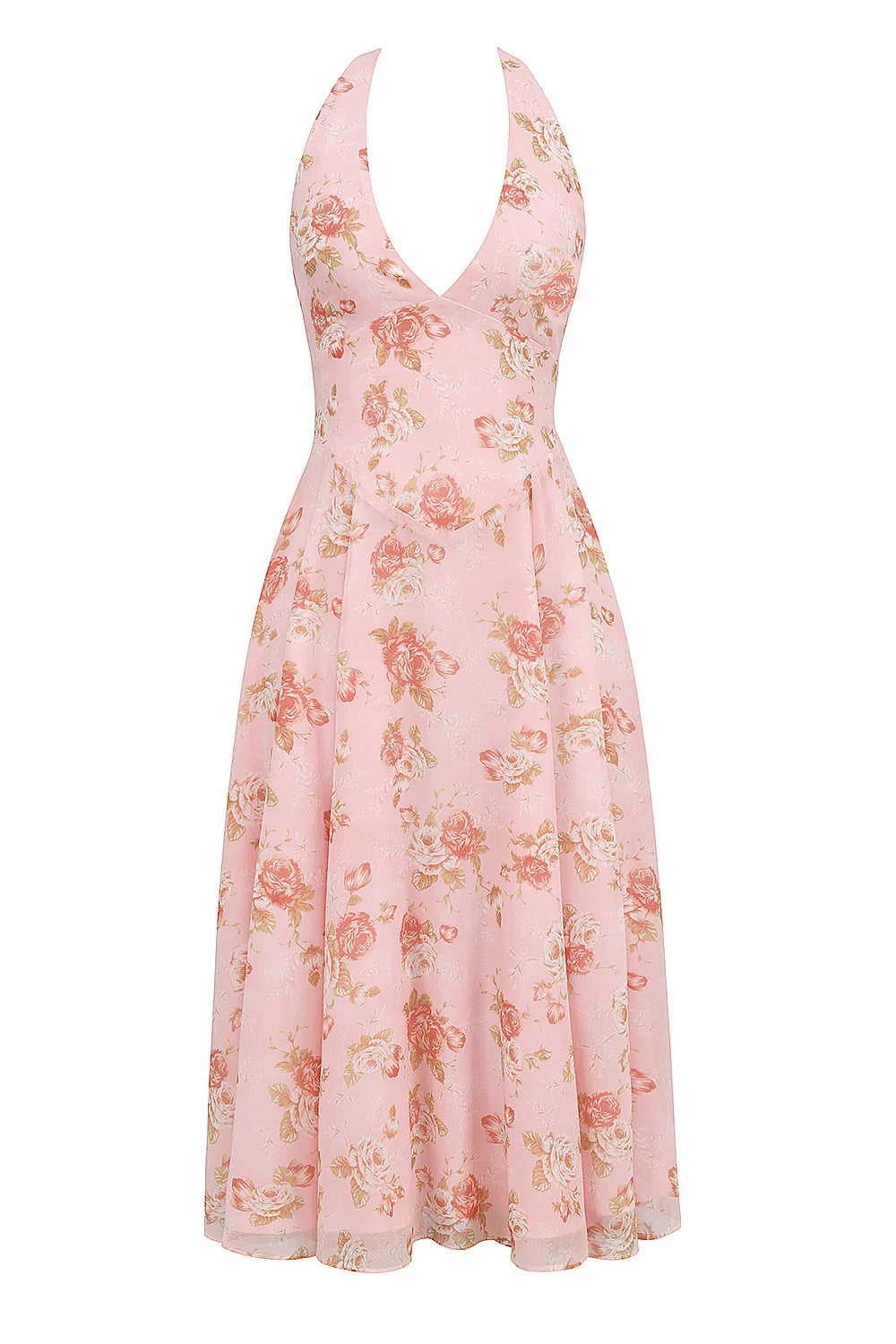 Vestido Midi Floral Rosa Corsico