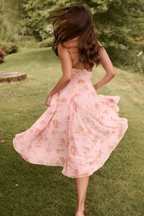 Vestido Midi Floral Rosa Corsico