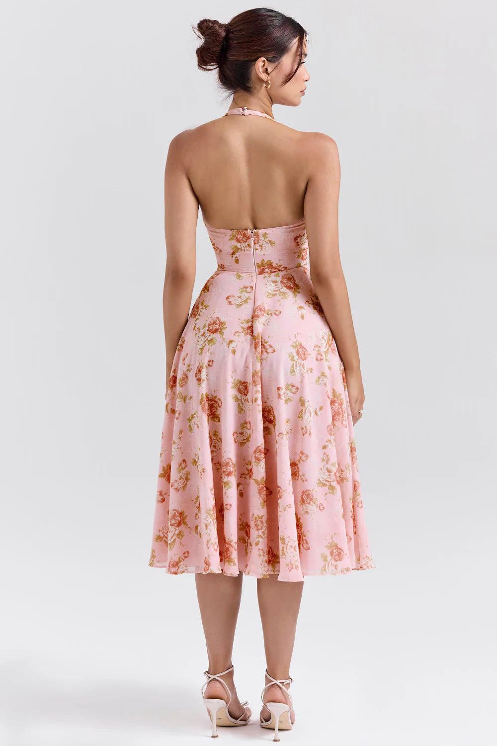 Vestido Midi Floral Rosa Corsico