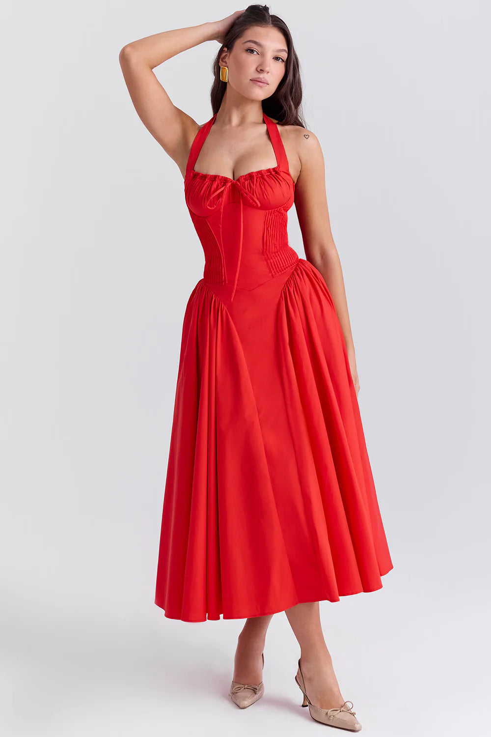 Vestido Midi Vermelho Fondi