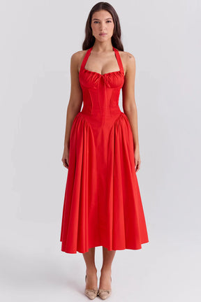 Vestido Midi Vermelho Fondi