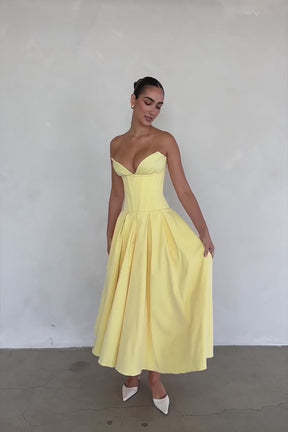 Vestido Midi Amarelo Trezzano